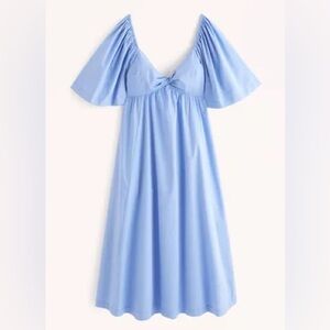Abercrombie Light Blue Flutter Sleeve Midi Dress